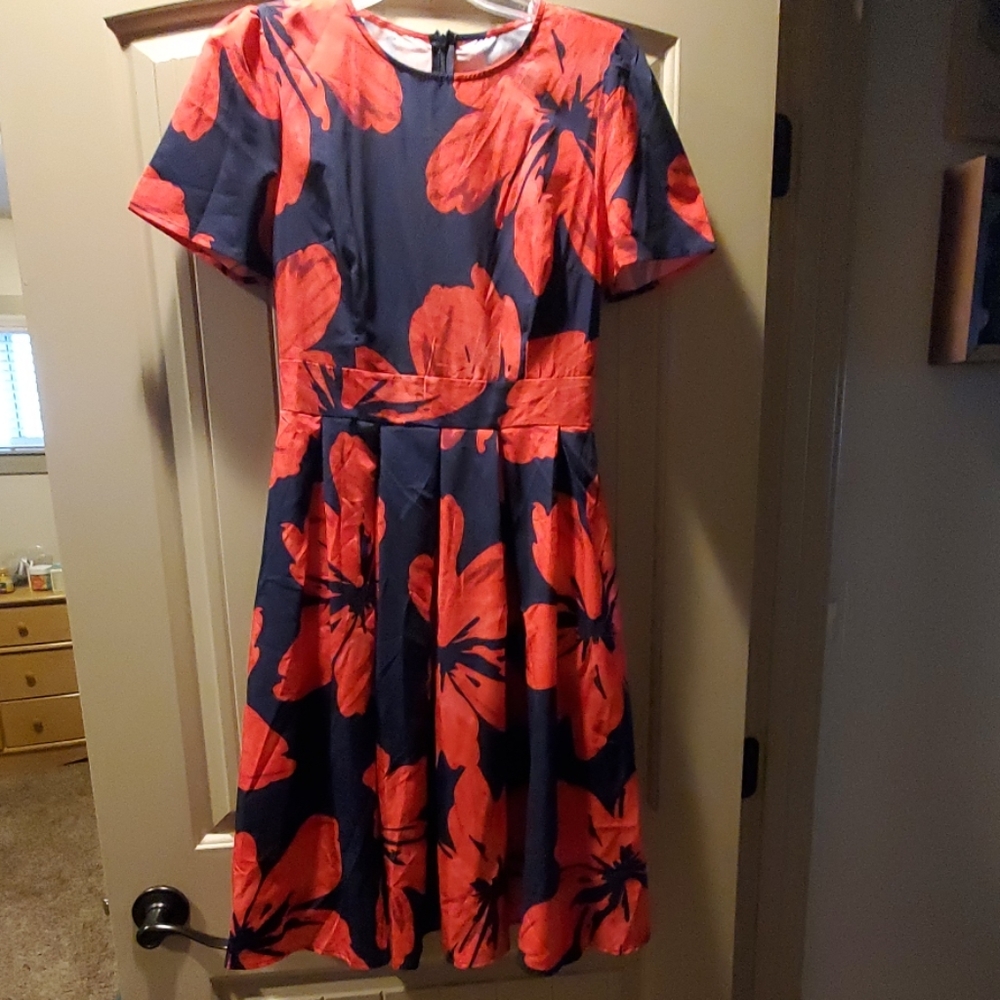 Navy and red flower dress